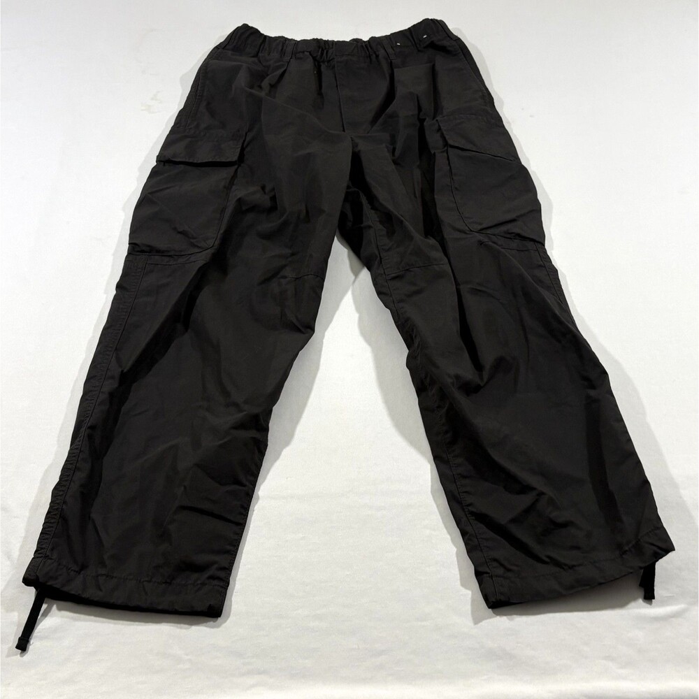 Uniqlo Wide Leg Parachute Cargo Pants Unisex Black Y2K Womens Relax Fit Sz S